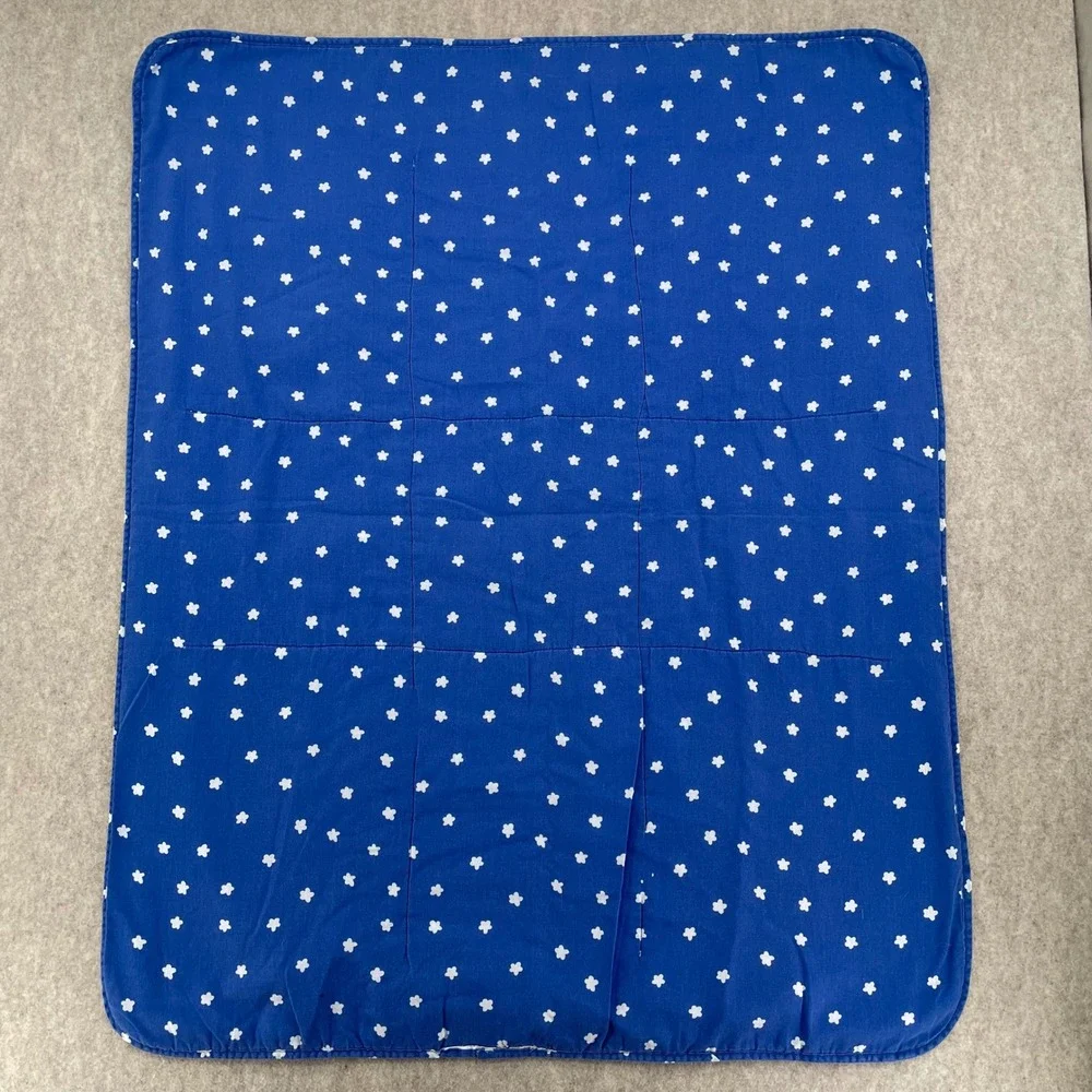 Vintage Paddington Bear Baby Quilt Blanket Blue White Floral Nursery 32x41